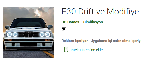 E30 Drift Ve Modifiye Simulator APK indir